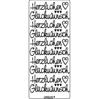 Kreativ Sticker "Herzlichen Glückwunsch" groß, silber