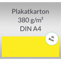 Plakatkarton 380 g/qm DIN A4 citronengelb - 50 Blatt