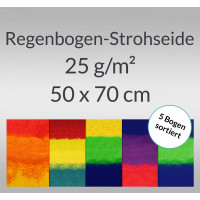 Regenbogen-Strohseide 25 g/qm 50 x 70 cm - 5 Bogen sortiert