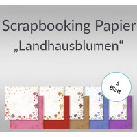 Scrapbooking Papier "Landhausblumen" - 5 Blatt