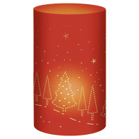 Silhouetten-Tischlichter "Filigrano" Weihnachtslandschaft rubinrot - Motiv 33