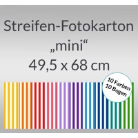 Streifen-Fotokarton "mini" 49,5 x 68 cm - 10 Bogen sortiert