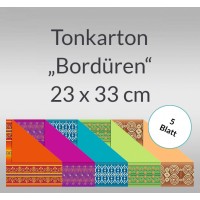 Tonkarton "Bordüren" 220 g/qm 23 x 33 cm - 5 Blatt