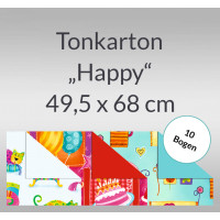 Tonkarton "Happy" 220 g/qm 49,5 x 68 cm - 10 Bogen