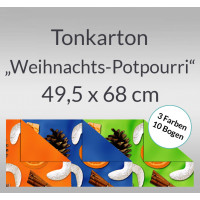 Tonkarton "Weihnachts-Potpourri" 220 g/qm 49,5 x 68 cm - 10 Bogen sortiert