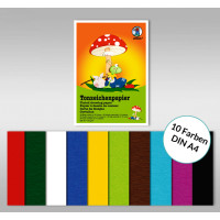 Tonzeichenpapierblock 130 g/qm DIN A4 - 20 Blatt in 10 Farben