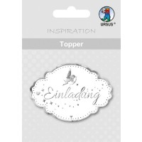 Topper "Einladung 1" weiß/silber - Motiv 14