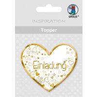 Topper "Einladung 2" weiß/gold - Motiv 17