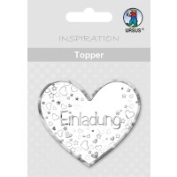 Topper "Einladung 2" weiß/silber - Motiv 17