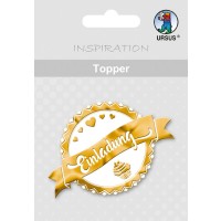 Topper "Einladung" weiß/gold - Motiv 27