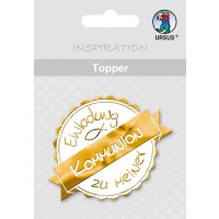 Topper "Einladung zu meiner Kommunion" weiß/gold - Motiv 24