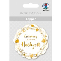 Topper "Einladung zu unserer Hochzeit" weiß/gold - Motiv 20