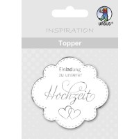 Topper "Einladung zu unserer Hochzeit" weiß/silber - Motiv 06