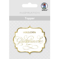 Topper "Herzliche Glückwünsche" weiß/gold - Motiv 04