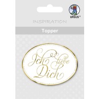 Topper "Ich Liebe Dich" weiß/gold - Motiv 01