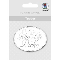 Topper "Ich Liebe Dich" weiß/silber - Motiv 01