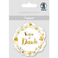 Topper "Vielen Dank" weiß/gold - Motiv 21