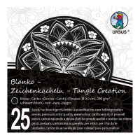 Zeichenkacheln "Tangle Creation" Kreis ø 9 cm schwarz - 25 Kacheln mit Box