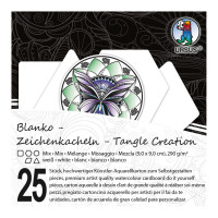 Zeichenkacheln "Tangle Creation" Mixed 9 x 9 cm hochweiß - 25 Kacheln mit Box