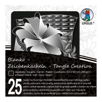Zeichenkacheln "Tangle Creation" Quadrat 9 x 9 cm schwarz - 25 Kacheln mit Box