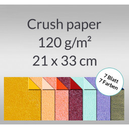 Crush paper 120 g/qm 21 x 33 cm - 7 Blatt sortiert