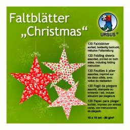 Faltblätter Christmas 10 x 10 cm - 120 Blatt in 10 Designs