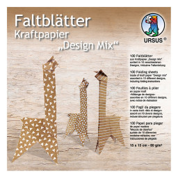 Faltblätter Kraftpapier „Design Mix“, 100 Blatt