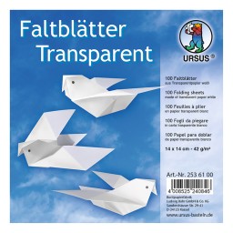 Faltblätter transparent 42 g/qm 14 x 14 cm - 100 Blatt weiß