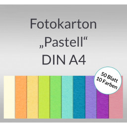 Fotokarton DIN A4 - 50 Blatt in 10 Pastellfarben