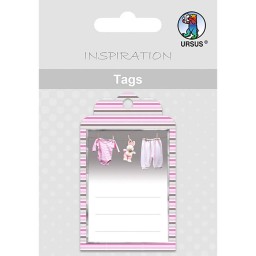 Geschenkeanhänger / Tags Motiv 09 - Baby-Wäscheleine rosa