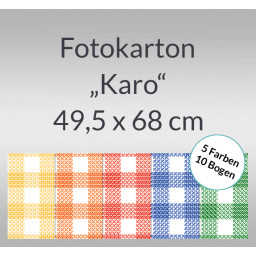 Karo-Fotokarton 49,5 x 68 cm - 10 Bogen sortiert
