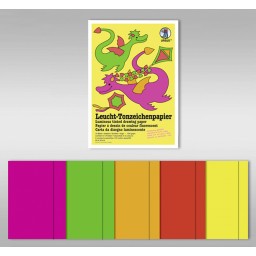 Leucht-Tonzeichenpapier 140 g/qm 35 x 50 cm - 20 Blatt in 5 Leuchtfarben