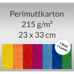 Pearlmuttkarton 23 x 33 cm - 7 Blatt sortiert