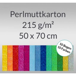 Pearlmuttkarton 50 x 70 cm - 10 Bogen sortiert