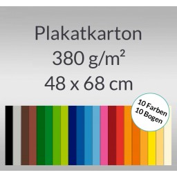 Plakatkarton 380 g/qm 48 x 68 cm - 10 Bogen sortiert