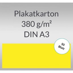 Plakatkarton 380 g/qm DIN A3 citronengelb - 50 Blatt