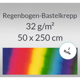 Regenbogen-Bastelkrepp 32 g/qm 0,5 x 2,5 m - 1 Rolle