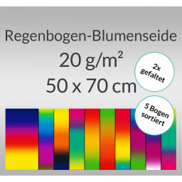 Regenbogen-Blumenseide 20 g/qm 50 x 70 cm - 5 Bogen