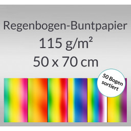 Regenbogen-Buntpapier 115 g/qm 50 x 70 cm - 50 Rollen sortiert