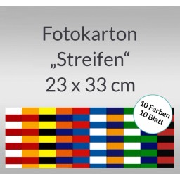 Streifen-Fotokarton 23 x 33 cm - 10 Blatt sortiert