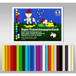 Super-Tonzeichenpapierblock 130 g/qm 24 x 34 cm - 50 Blatt in 25 Farben