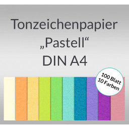 Tonzeichenpapier 130 g/qm DIN A4 - 100 Blatt in 10 Pastellfarben