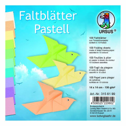 Tonzeichenpapier-Faltblätter Pastellfarben 14 x 14 cm - 100 Blatt