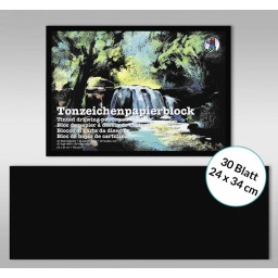 Tonzeichenpapierblock 130 g/qm 24 x 34 cm - 30 Blatt schwarz