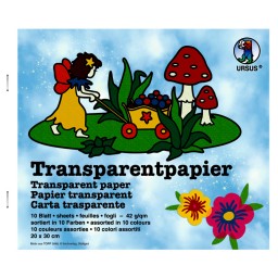 Transparentpapier (Drachenpapier) 42 g/qm 20 x 30 cm - 10 Blatt sortiert