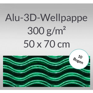 Alu-3D-Colorwellpappe 260 g/qm 50 x 70 cm grün - 10 Bogen