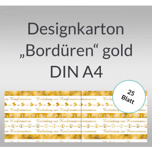 Designkarton "Bordüren" gold DIN A4 - 25 Blatt