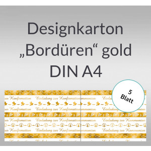 Designkarton "Bordüren" gold DIN A4 - 5 Blatt