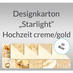Designkarton "Starlight" Hochzeit creme/gold DIN A4 - 25 Blatt
