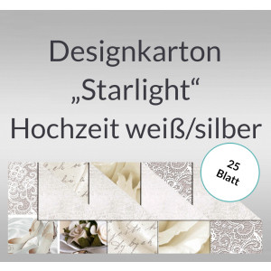 Designkarton "Starlight" Hochzeit weiß/silber DIN A4 - 25 Blatt